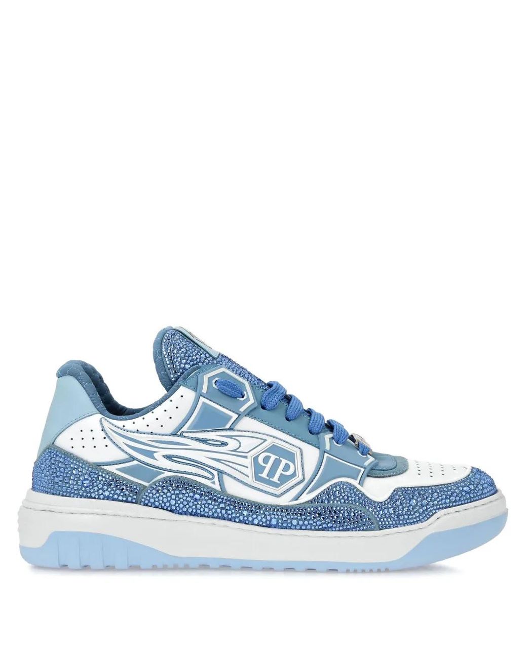 Philipp Plein Blue Leather Low-Top Sneakers Moon Walker for men