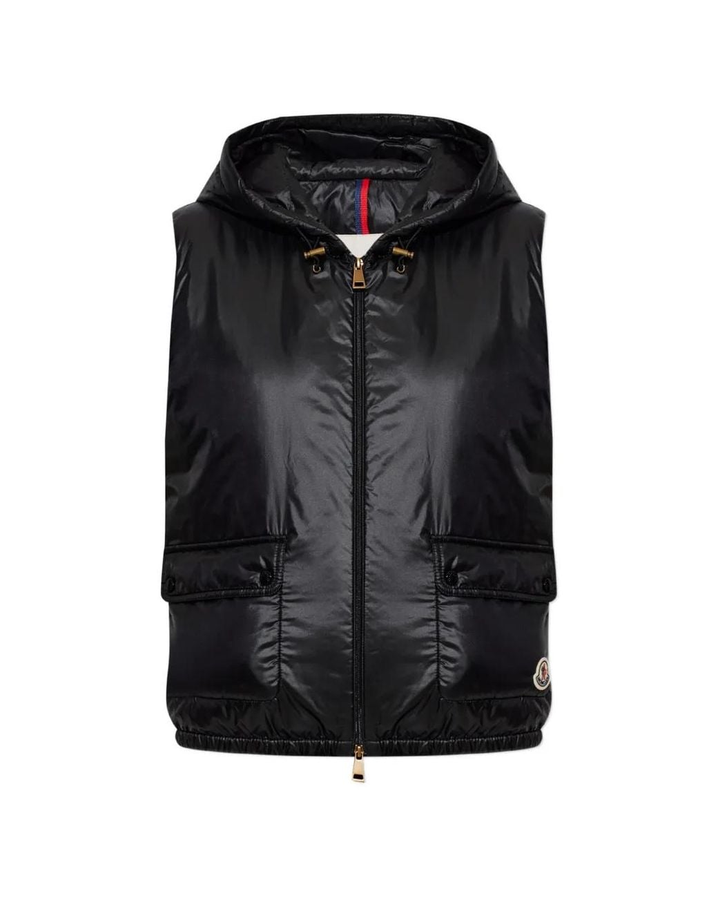 Moncler Black Gilet Lansette À Capuche