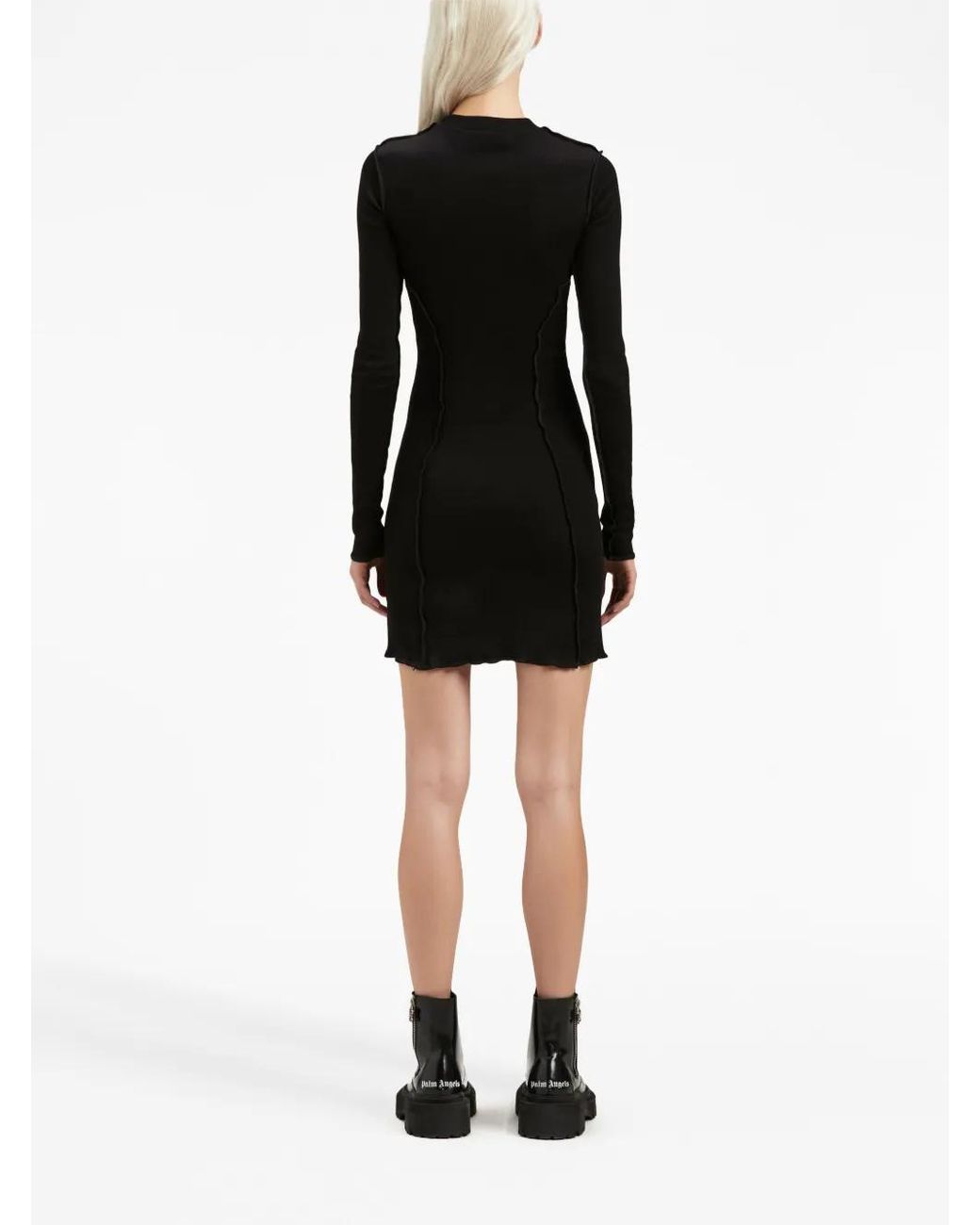 Palm Angels Black Logo Rib Cotton Dress