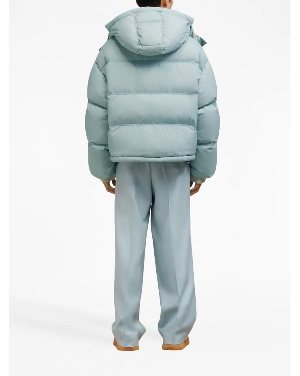 AMI Blue Logo-Appliqué Puffer Jacket