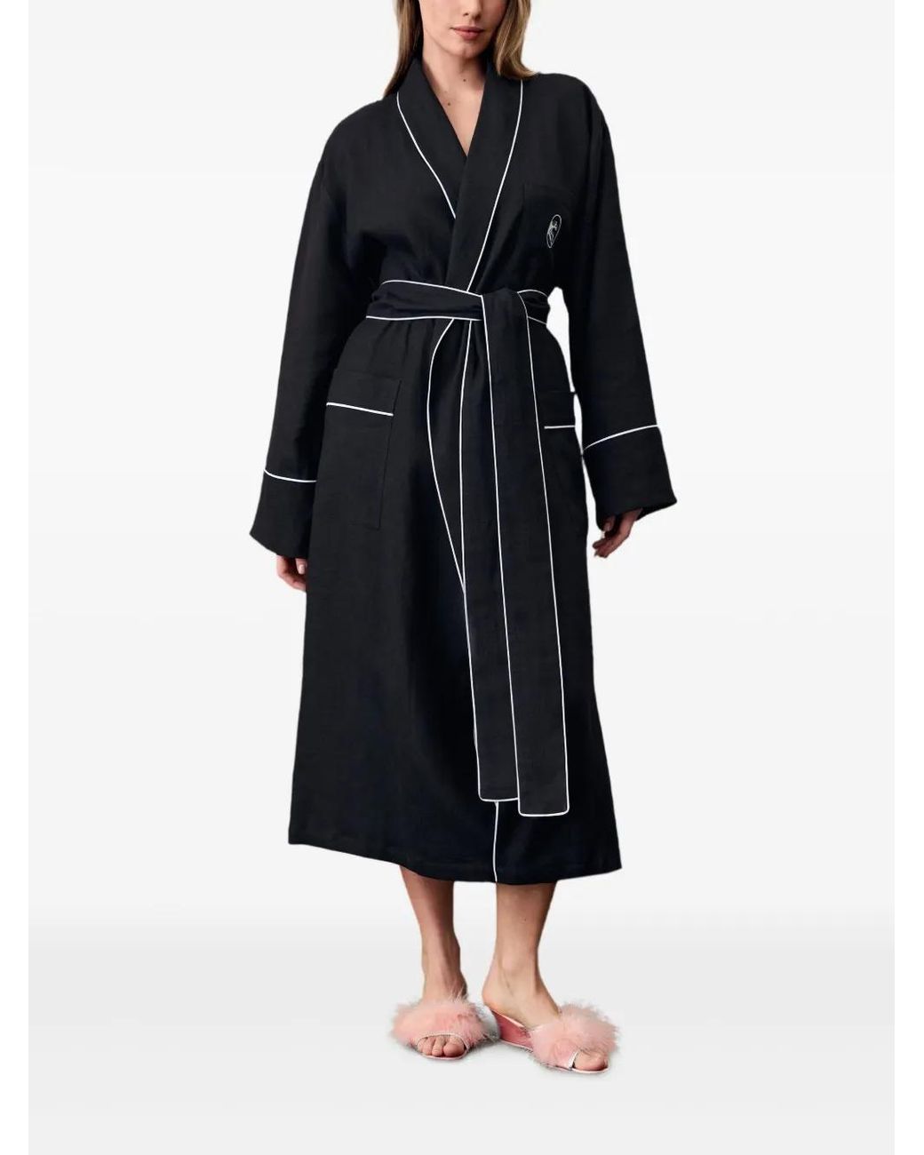 Sleeper Black Paros Linen Robe