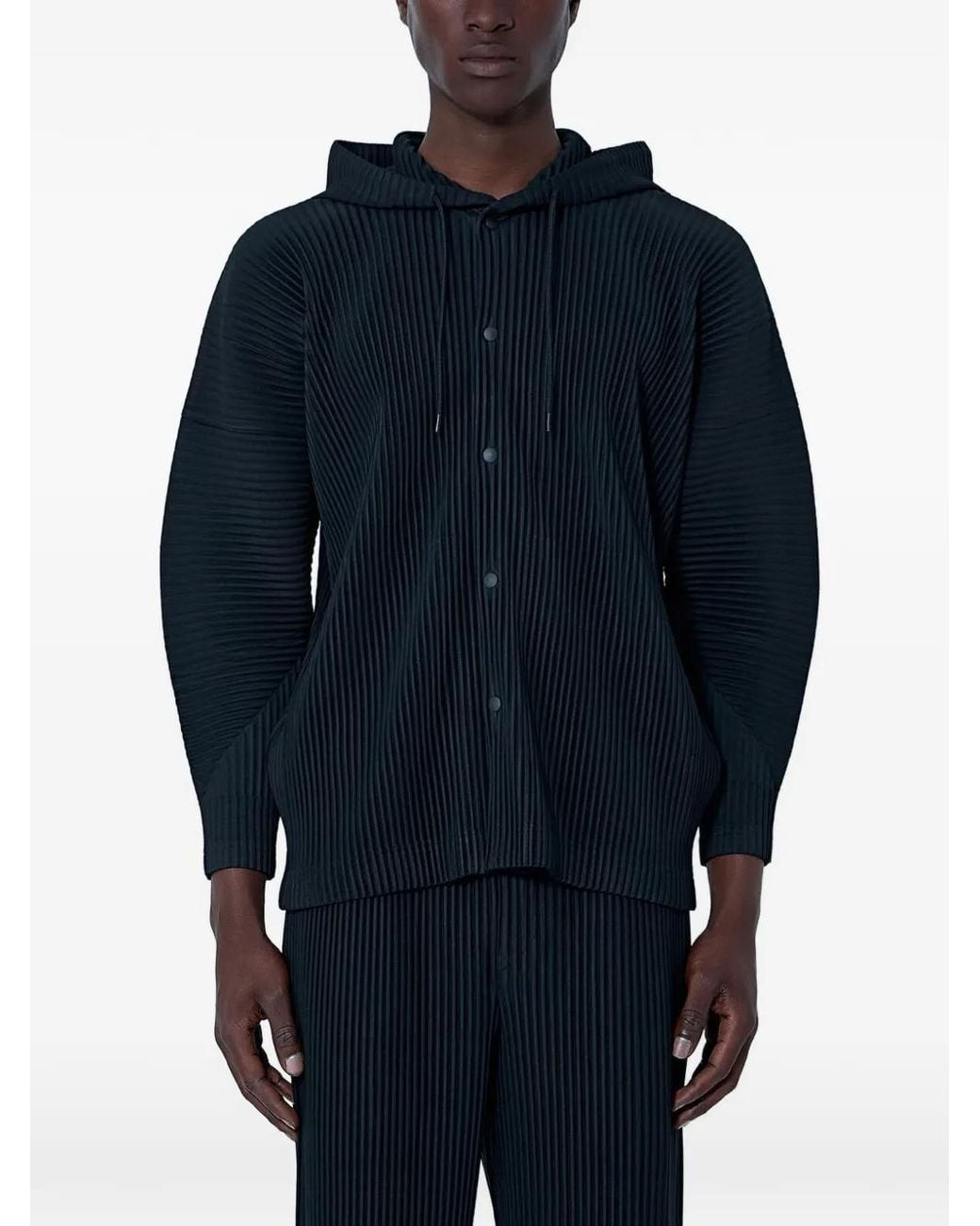 Homme Plissé Issey Miyake Blue Veste Plissée À Capuche for men