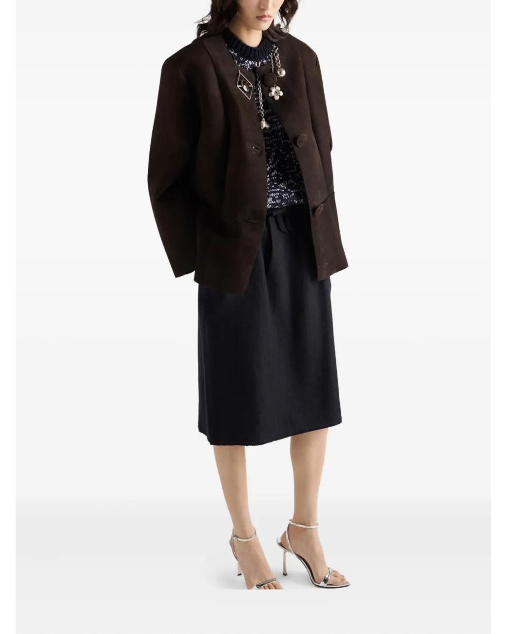 Chaqueta Con Cierre De Botones Prada de color Black