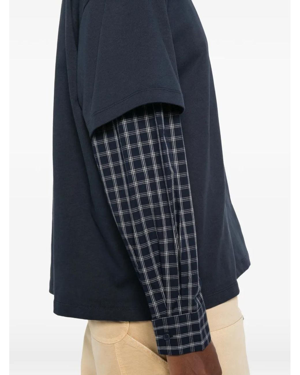 ELEH Blue T-Shirt Imprimé À Manches Superposées