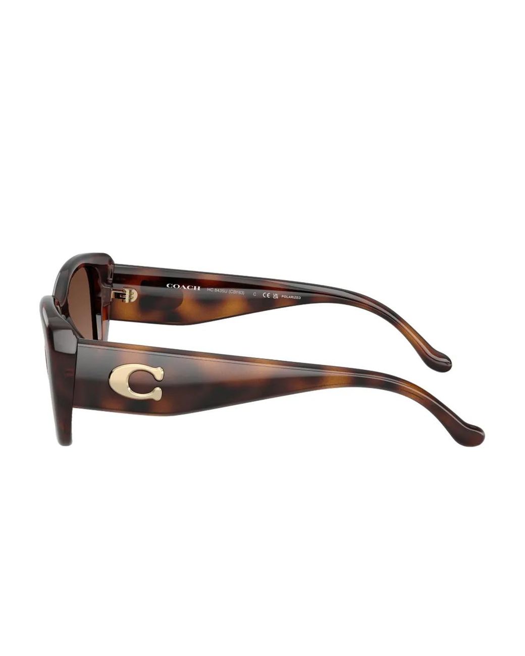 COACH Brown Maxi Sculpted C Logo-Plaque Rectangle-Frame Sunglasses