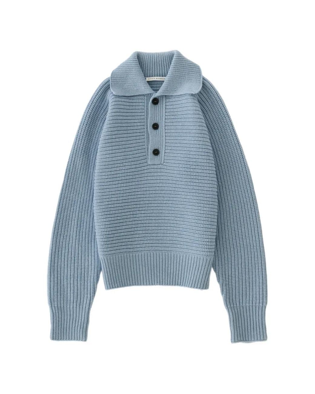 Studio Nicholson Blue Barrow Horizontal-Knit Sweater for men