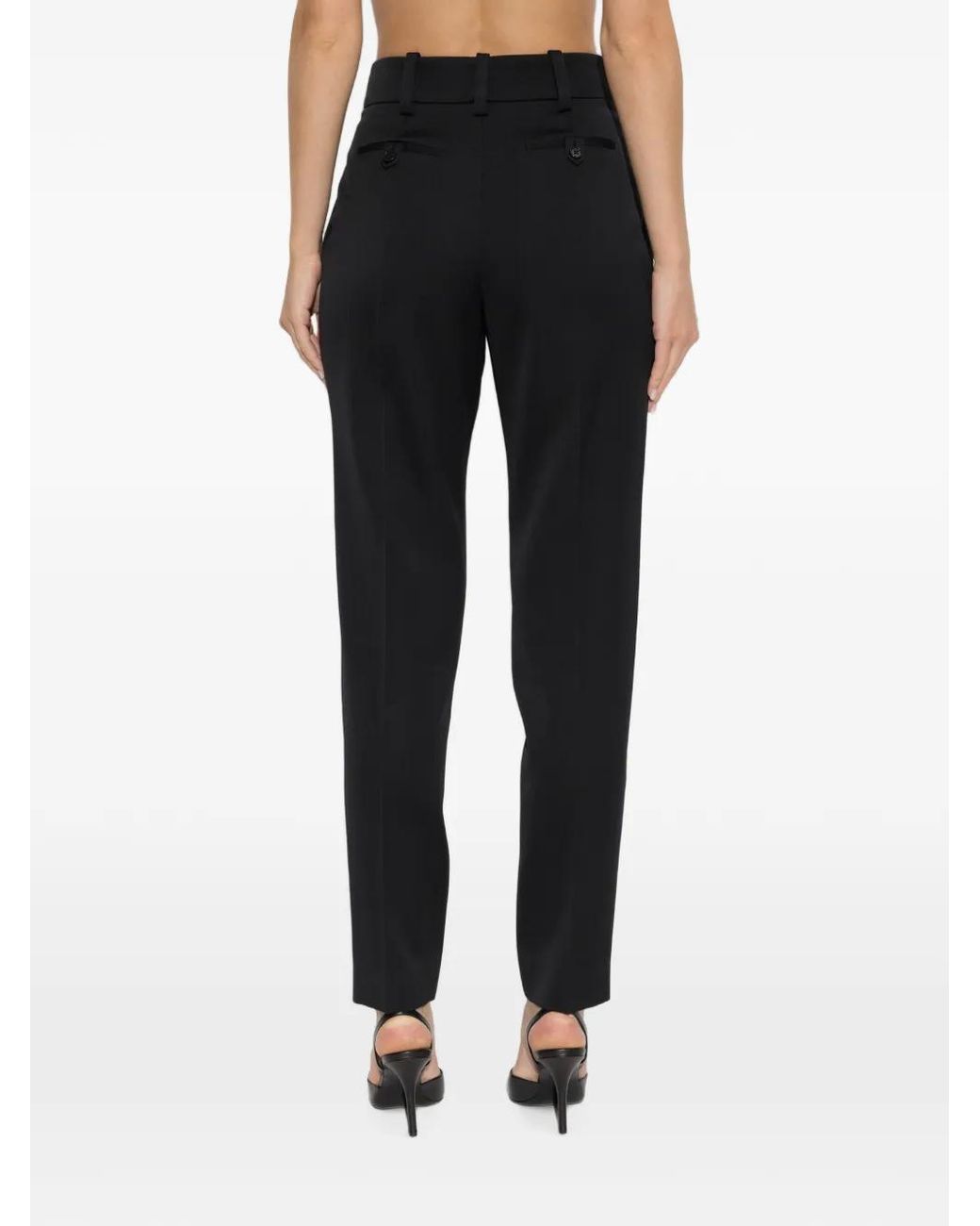 Balmain Black Wool Pleated Trousers