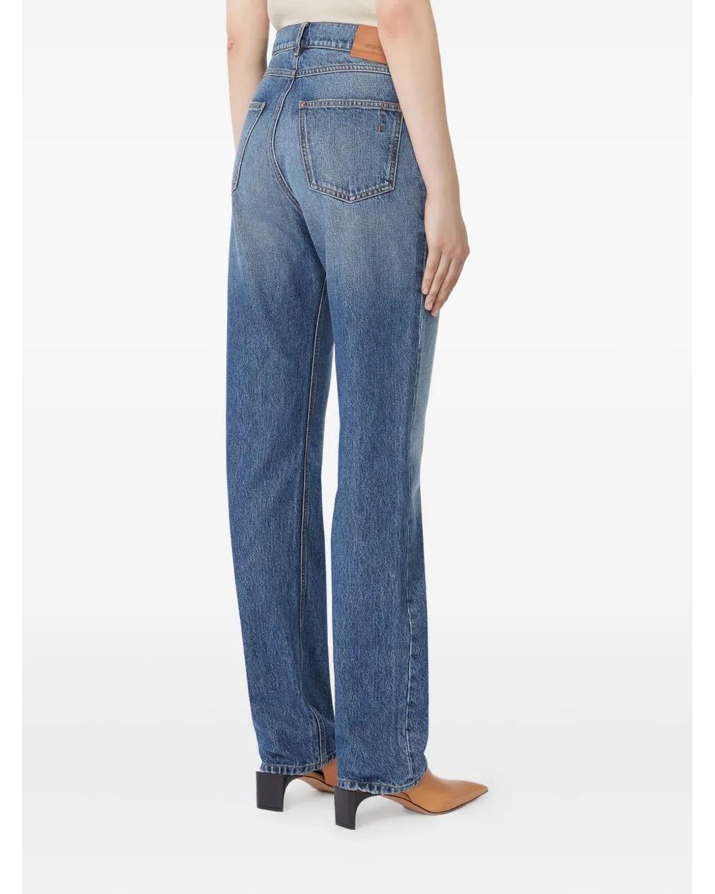 Sportmax Blue Vintage Straight Leg Jeans With Custom Details