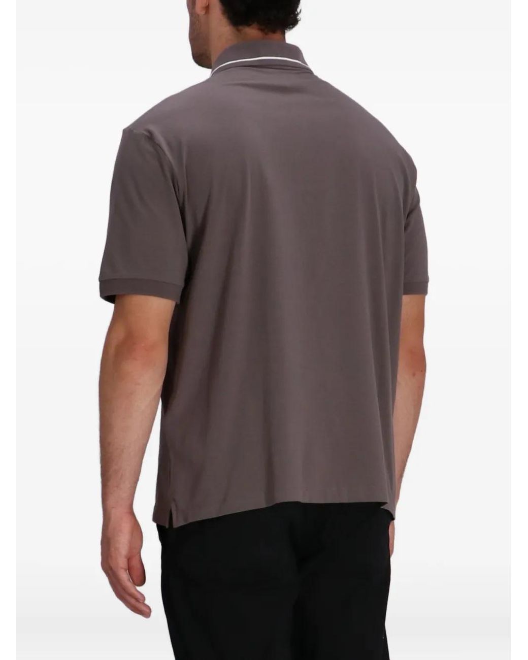 ARMANI EXCHANGE Brown Contrasting Piping Polo Shirt for men