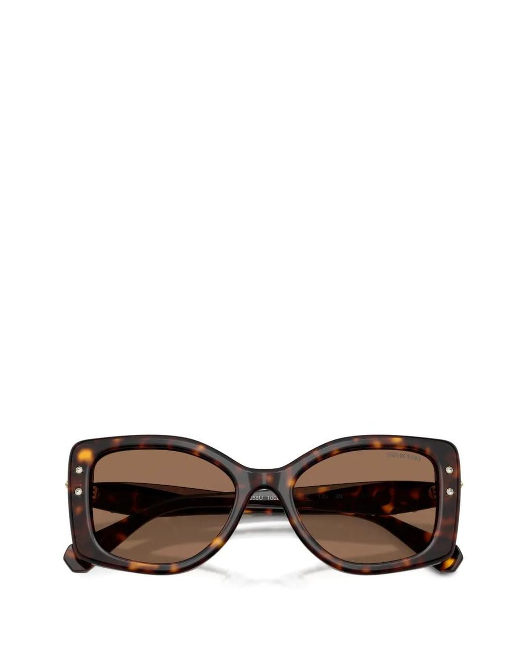 Swarovski Brown Tortoiseshell-Effect Crystal-Embellished Sunglasses