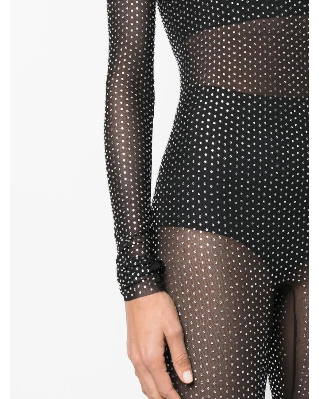 Patrizia Pepe Black Sheer Crystal-Embellished Jumpsuit