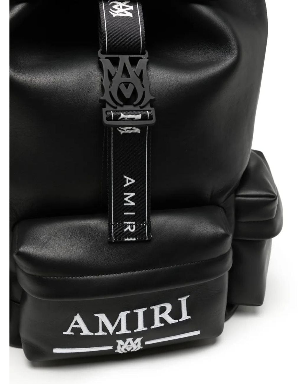 Amiri Black Logo-Plaque Leather Backpack for men