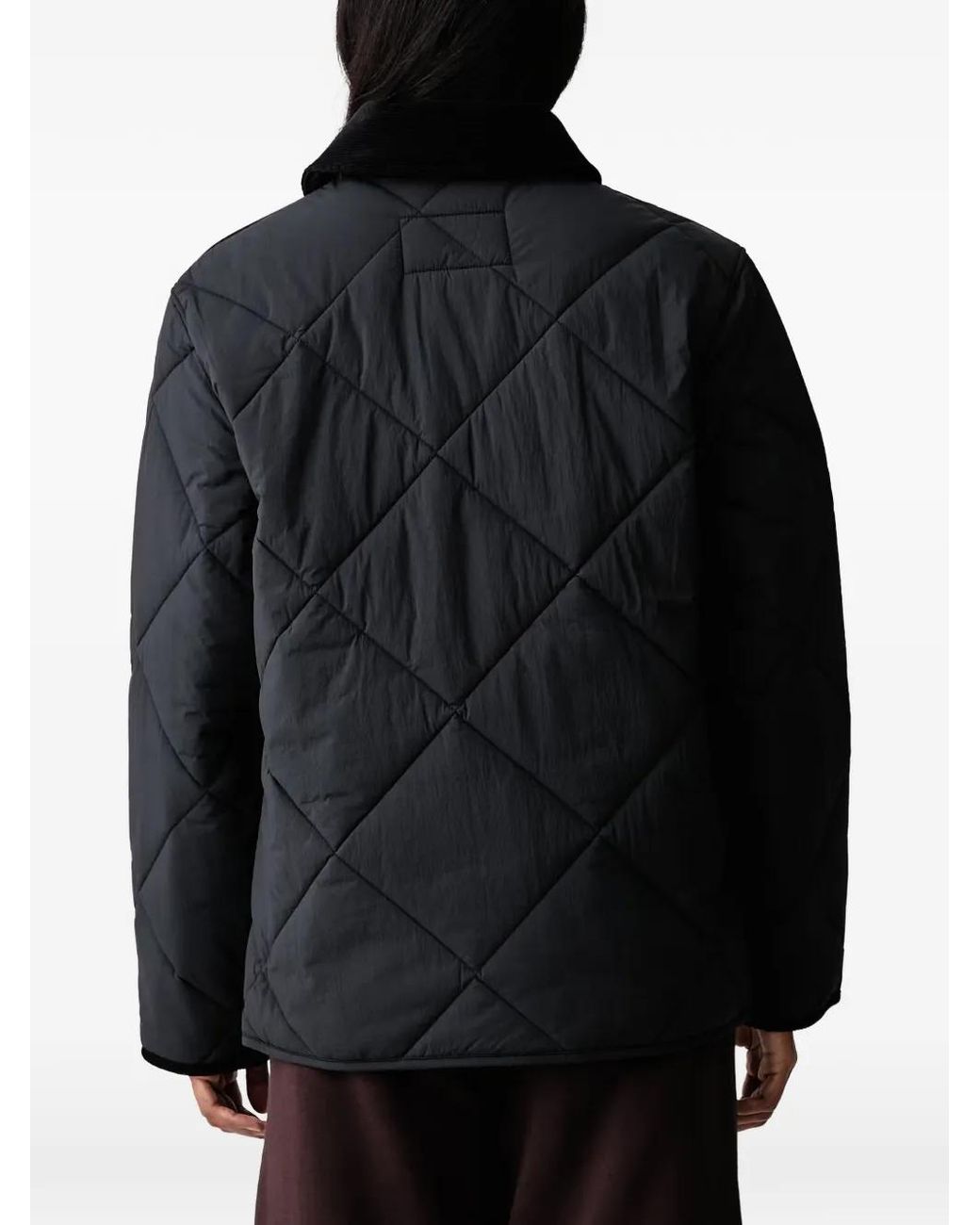 Barbour Black Diamond-Quilted Corduroy-Collar Jacket