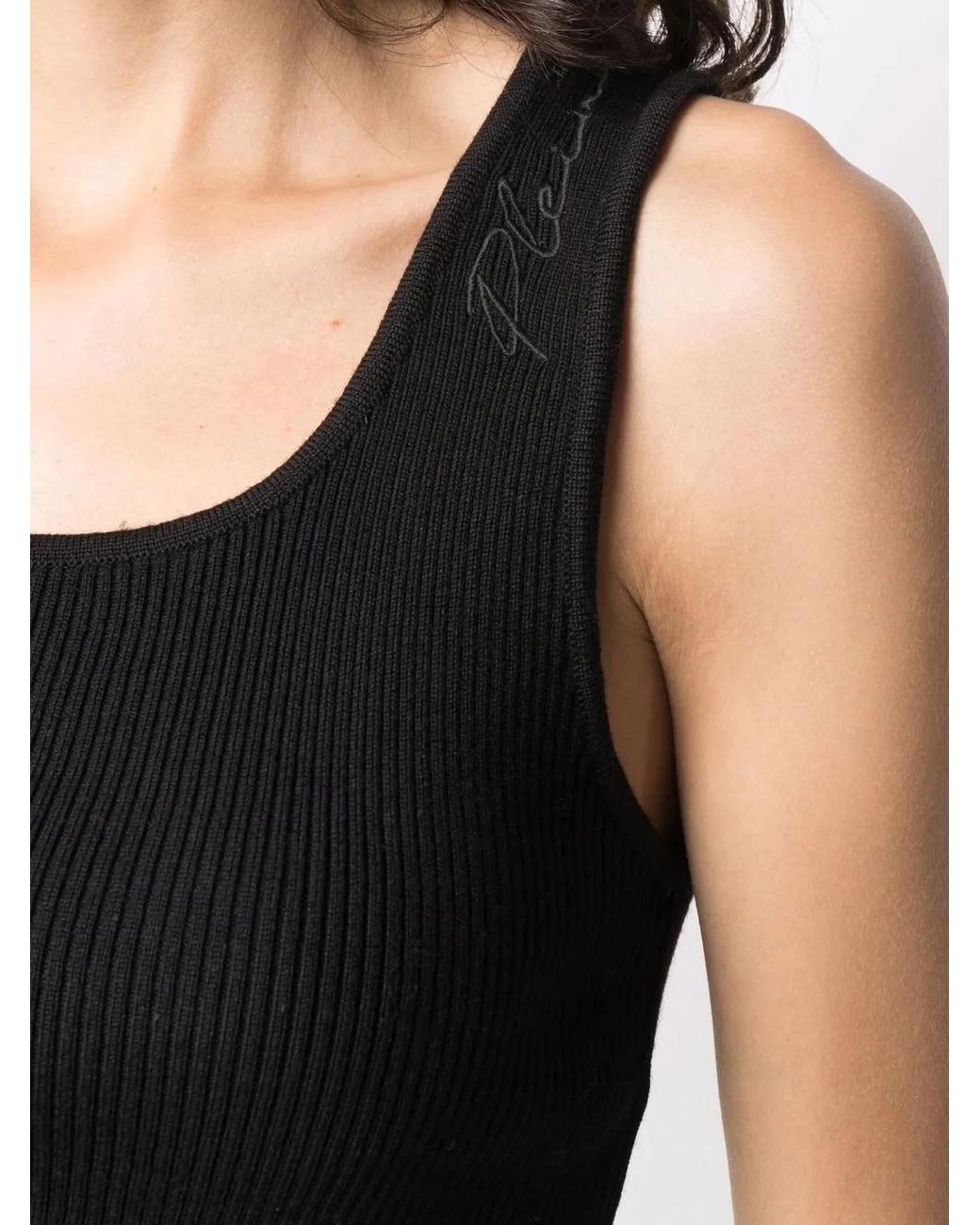 Philipp Plein Black Signature Wool Cropped Top