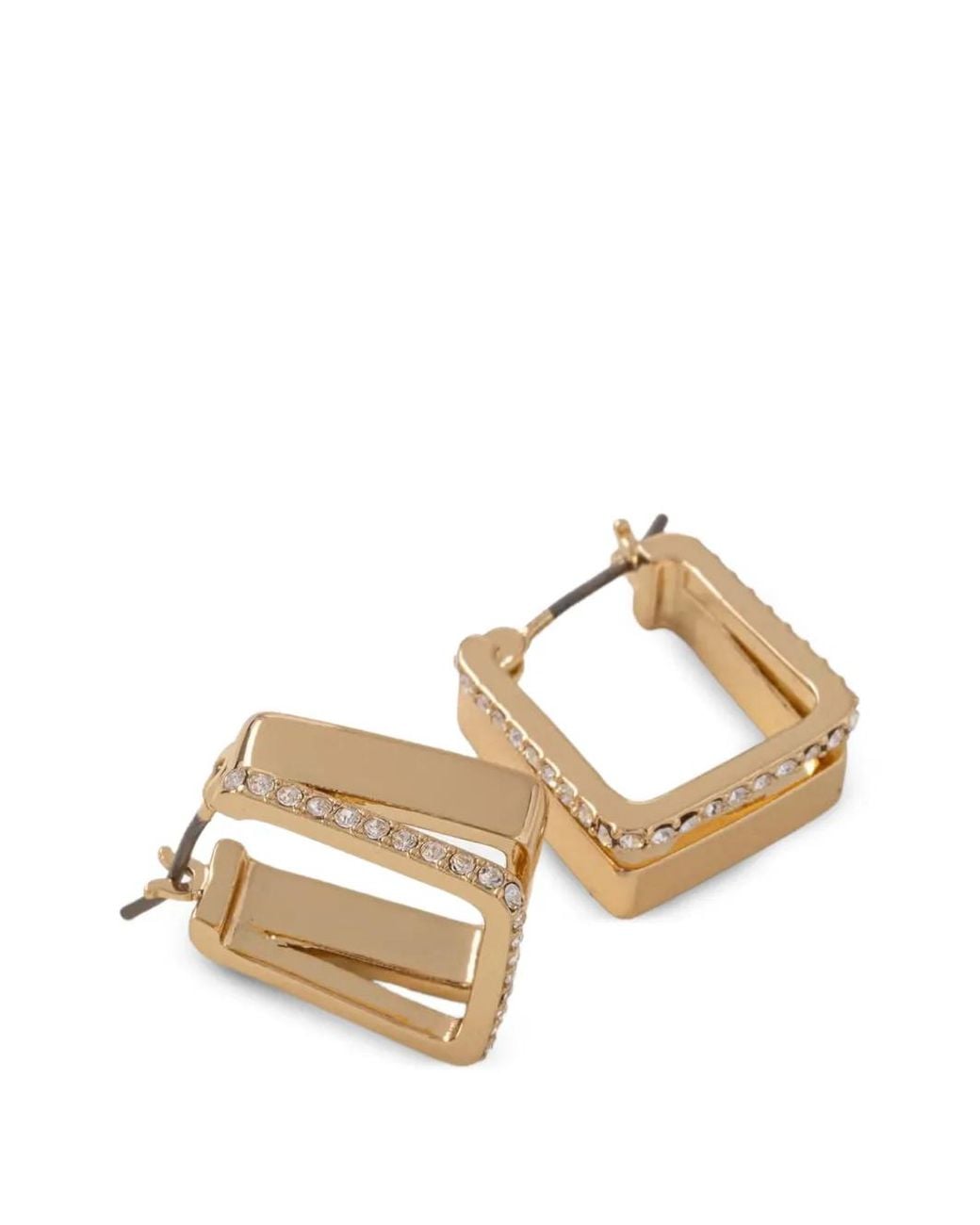 DKNY Metallic Crystal-Embellished Square Hoop Earrings