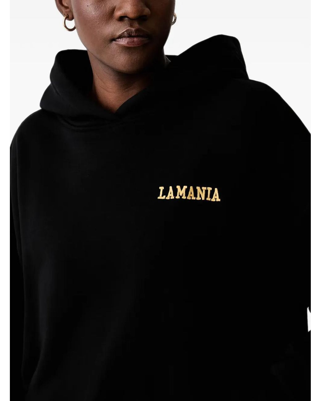 La Mania Black Hugh Logo-Embroidered Hoodie