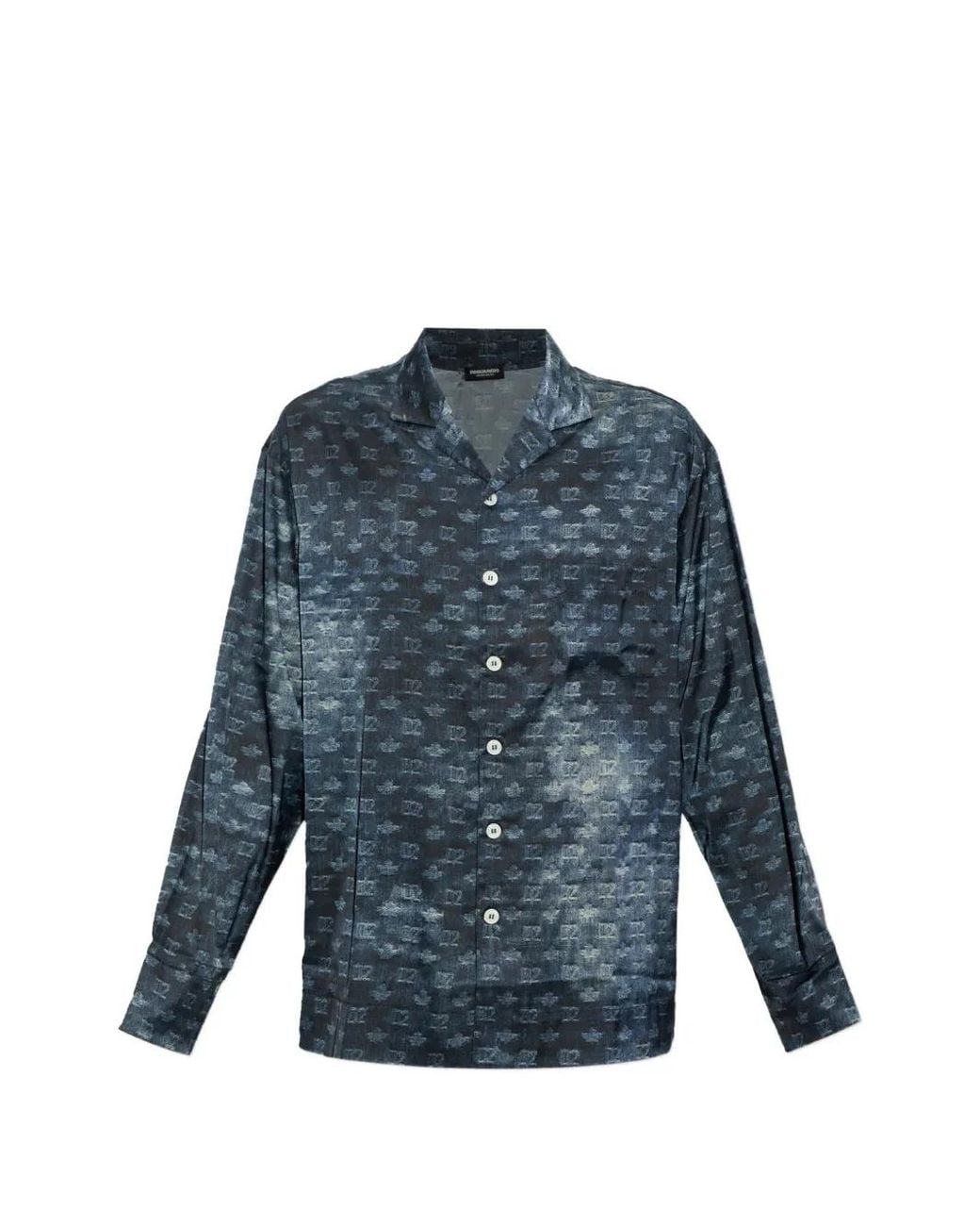 DSquared² Blue Logo-Print Button-Up Pajamas for men