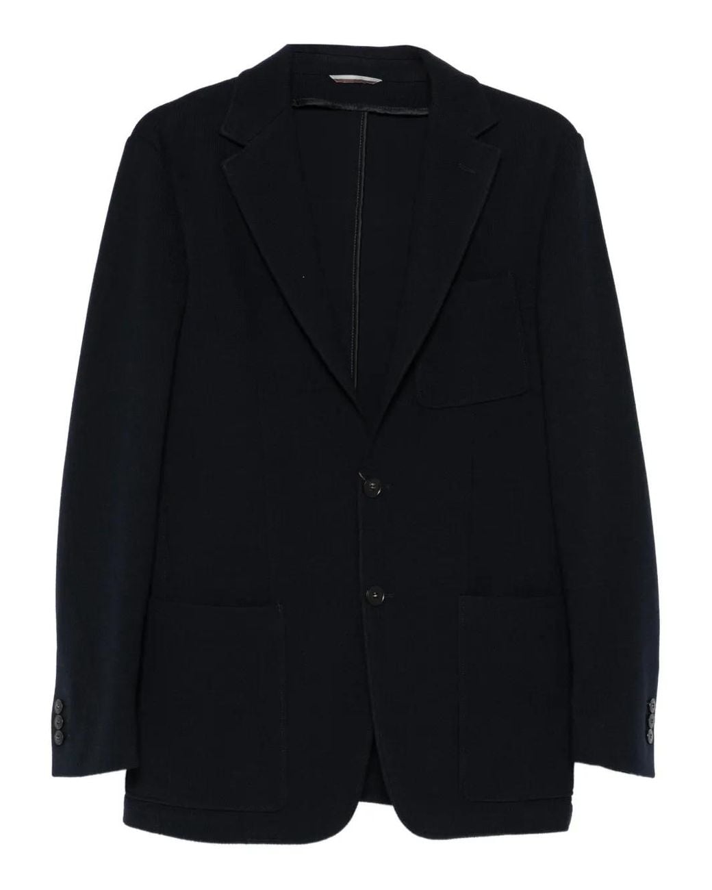 Canali Black Patch-Pocket Knitted Blazer for men
