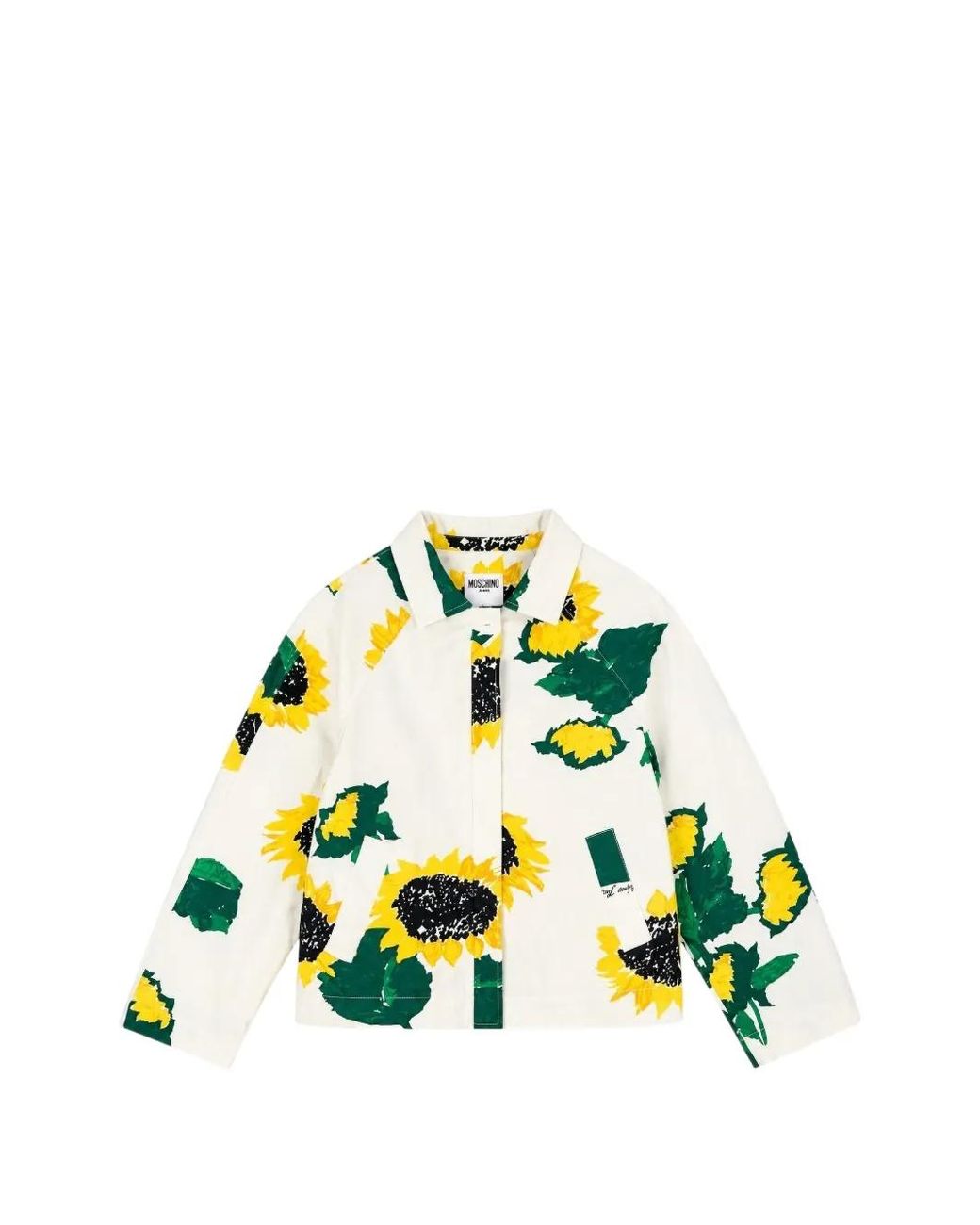 Moschino White Sunflower-Print Boxy Jacket