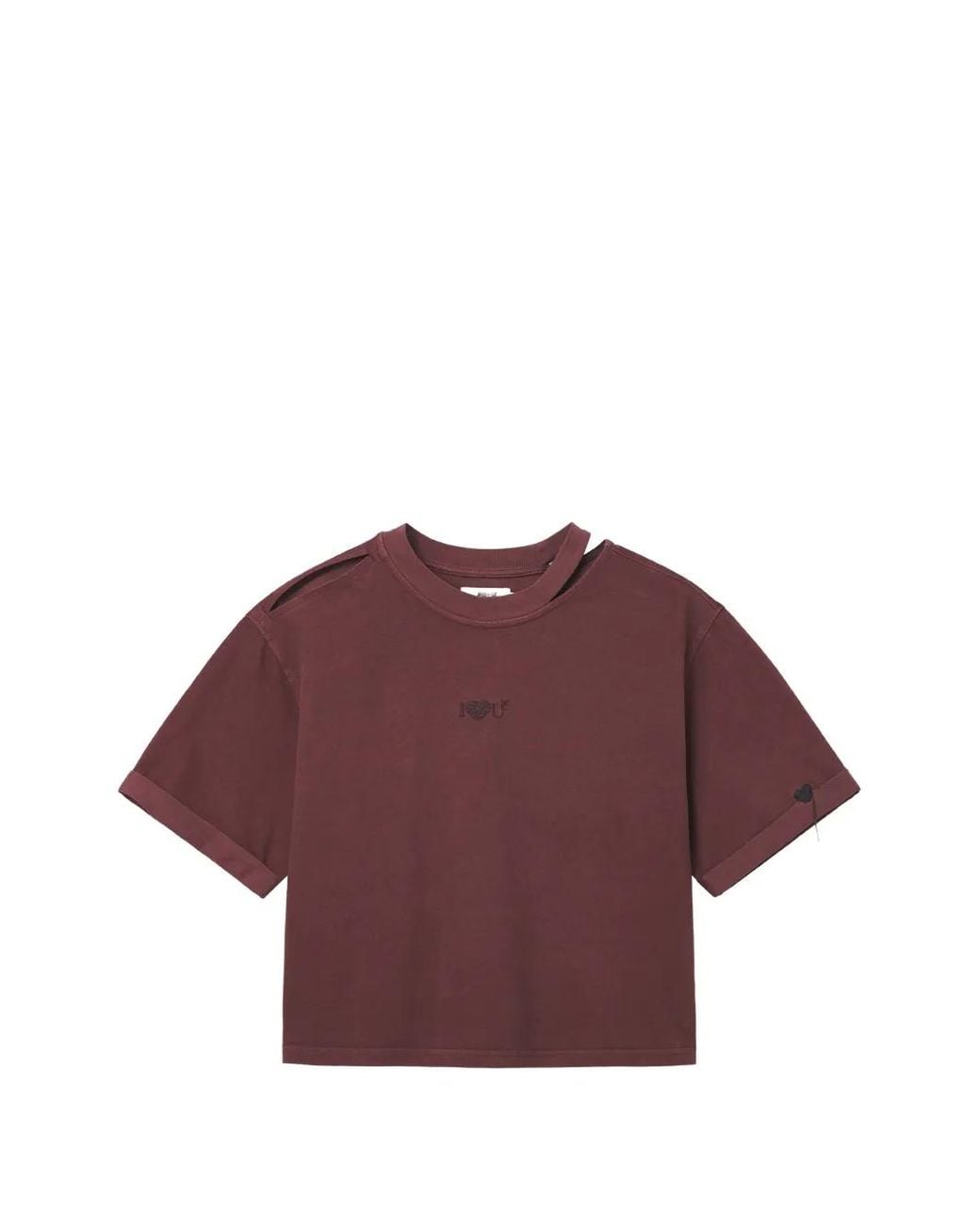 Izzue Purple Cropped Embroidered T-Shirt