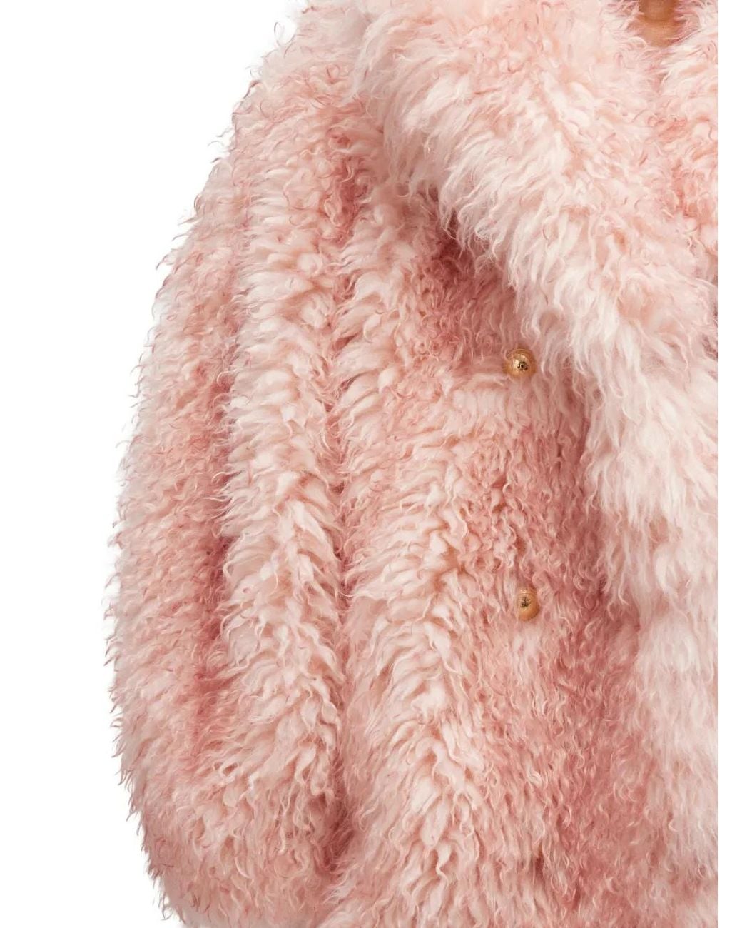 Ganni Pink Teddy-Textured Double-Breasted Coat