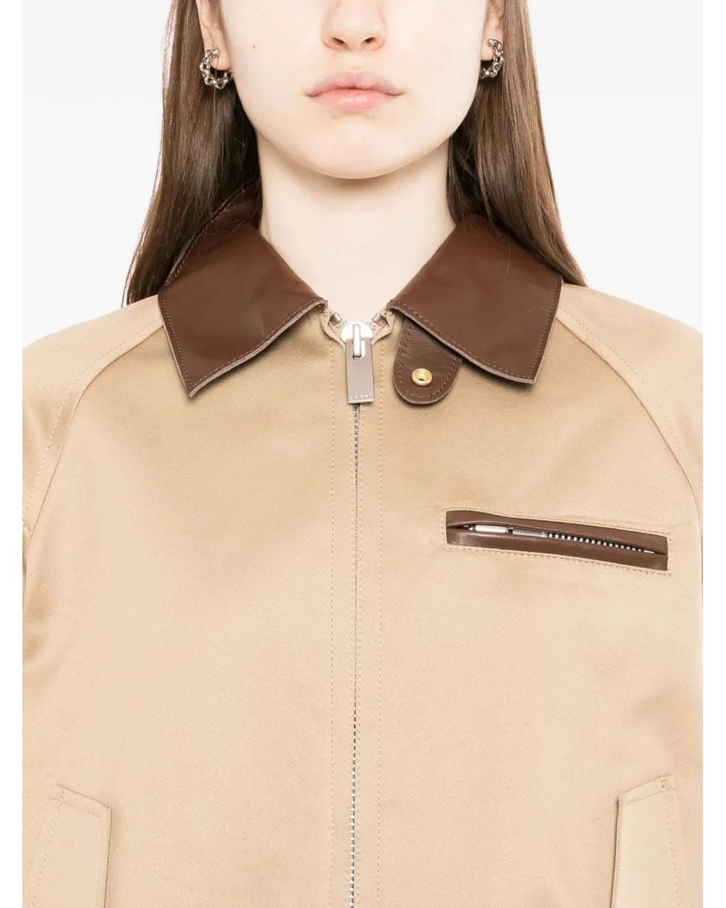 Sacai Natural Cut-Out Collared Jacket