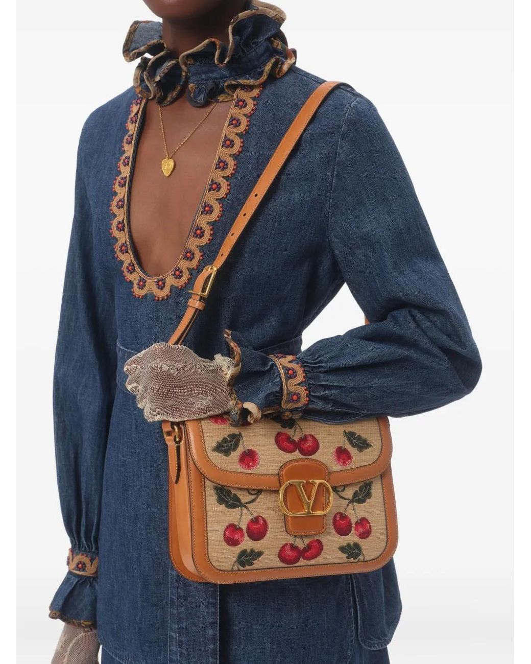 Valentino Garavani Blue Embroidered Chambray Blouse