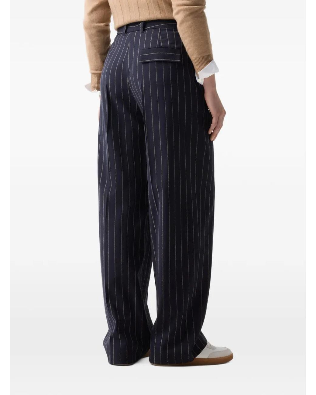 Bogner Blue Joya Pinstripe Barrel-Leg Trousers
