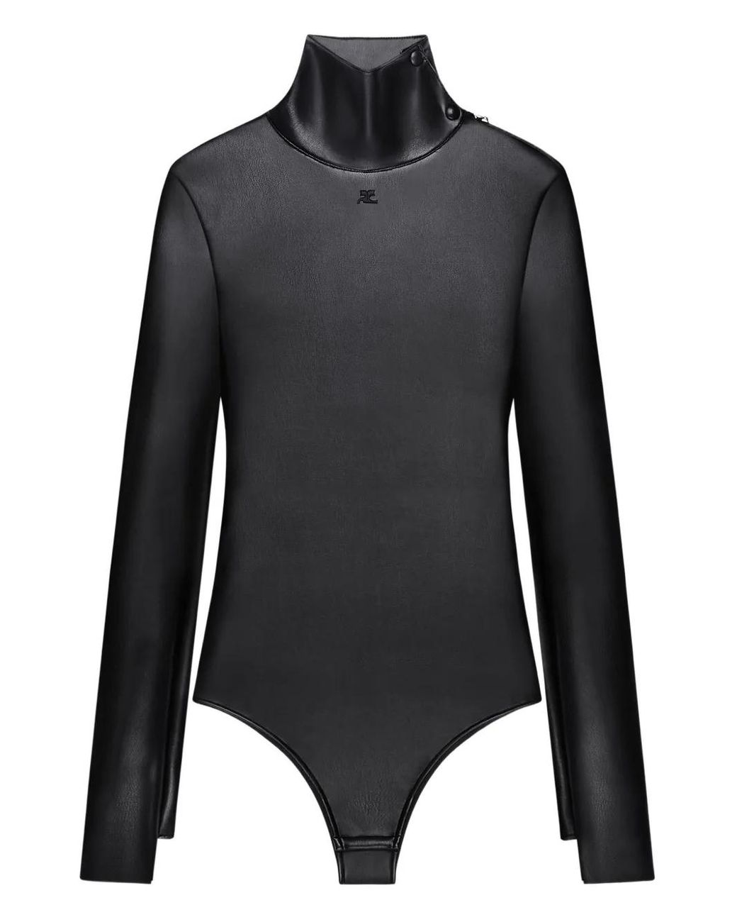 Courreges Black Mock-Neck Zipped-Shoulder Bodysuit