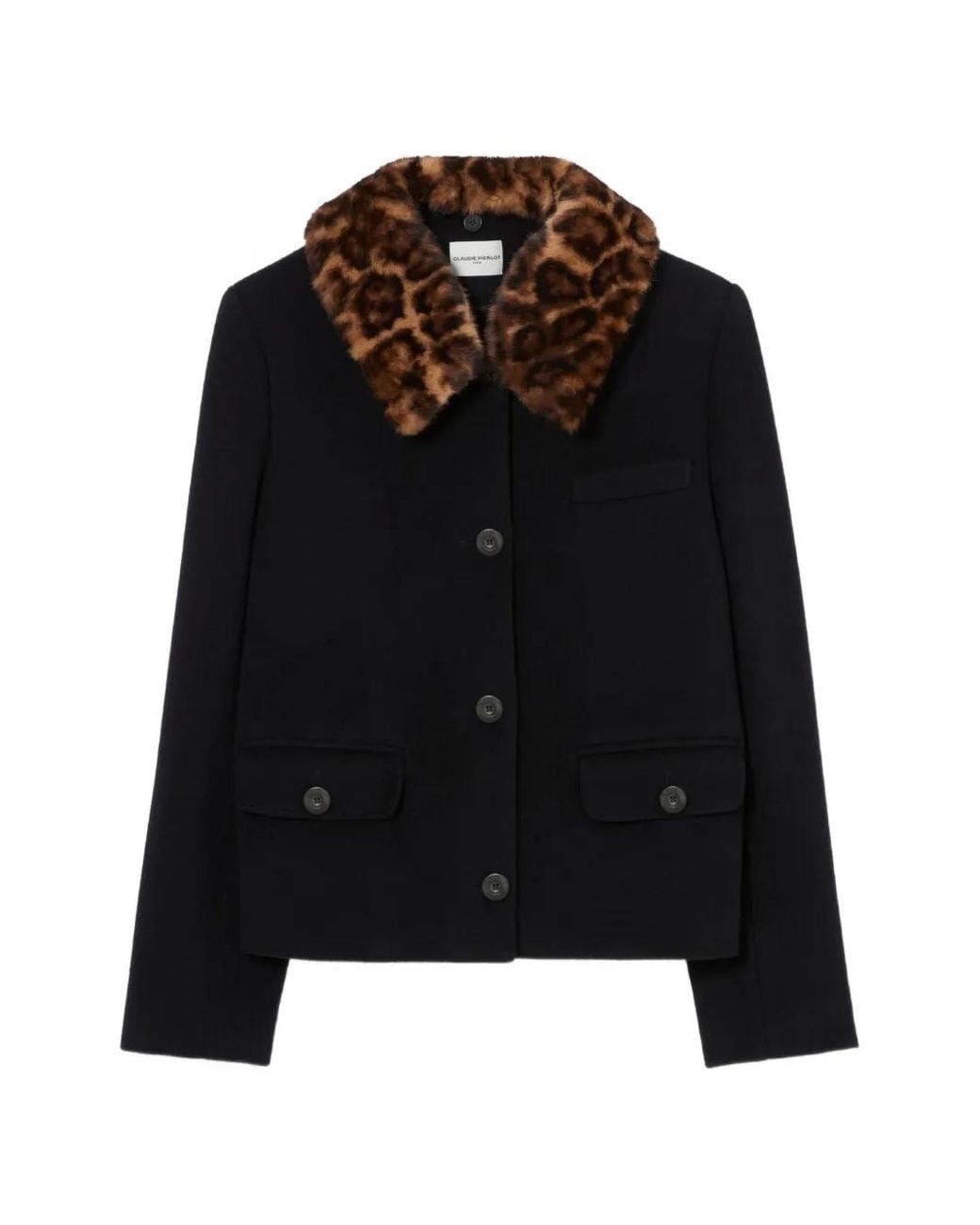 Claudie Pierlot Black Short Wool Blend Coat