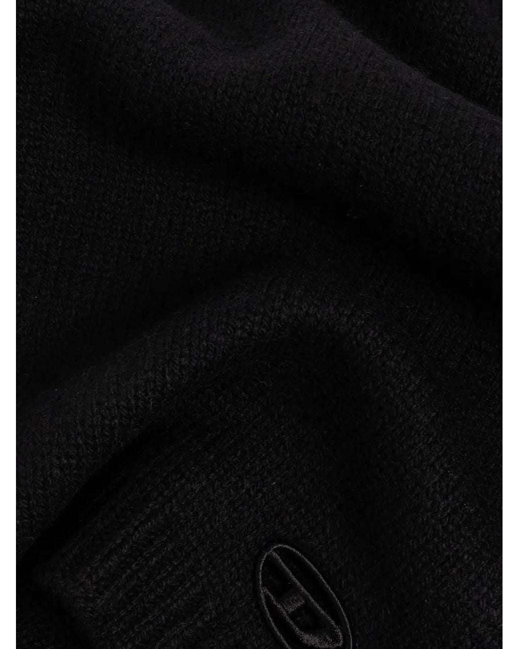 DIESEL Black Logo-Plaque Wool Scarf