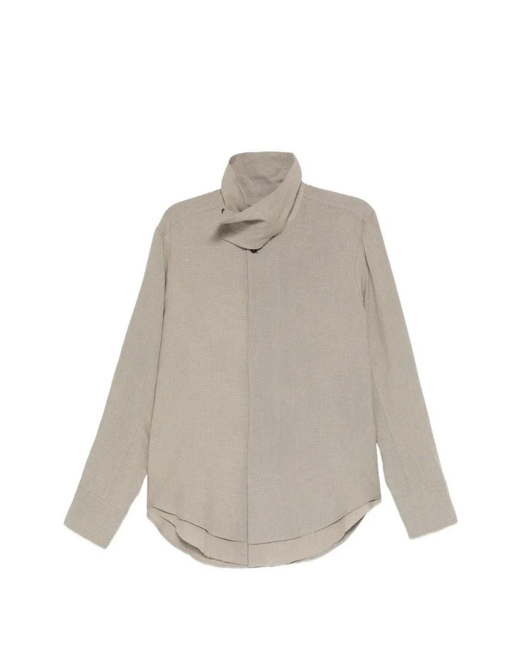 Ziggy Chen Natural Striped High-Collar Shirt for men
