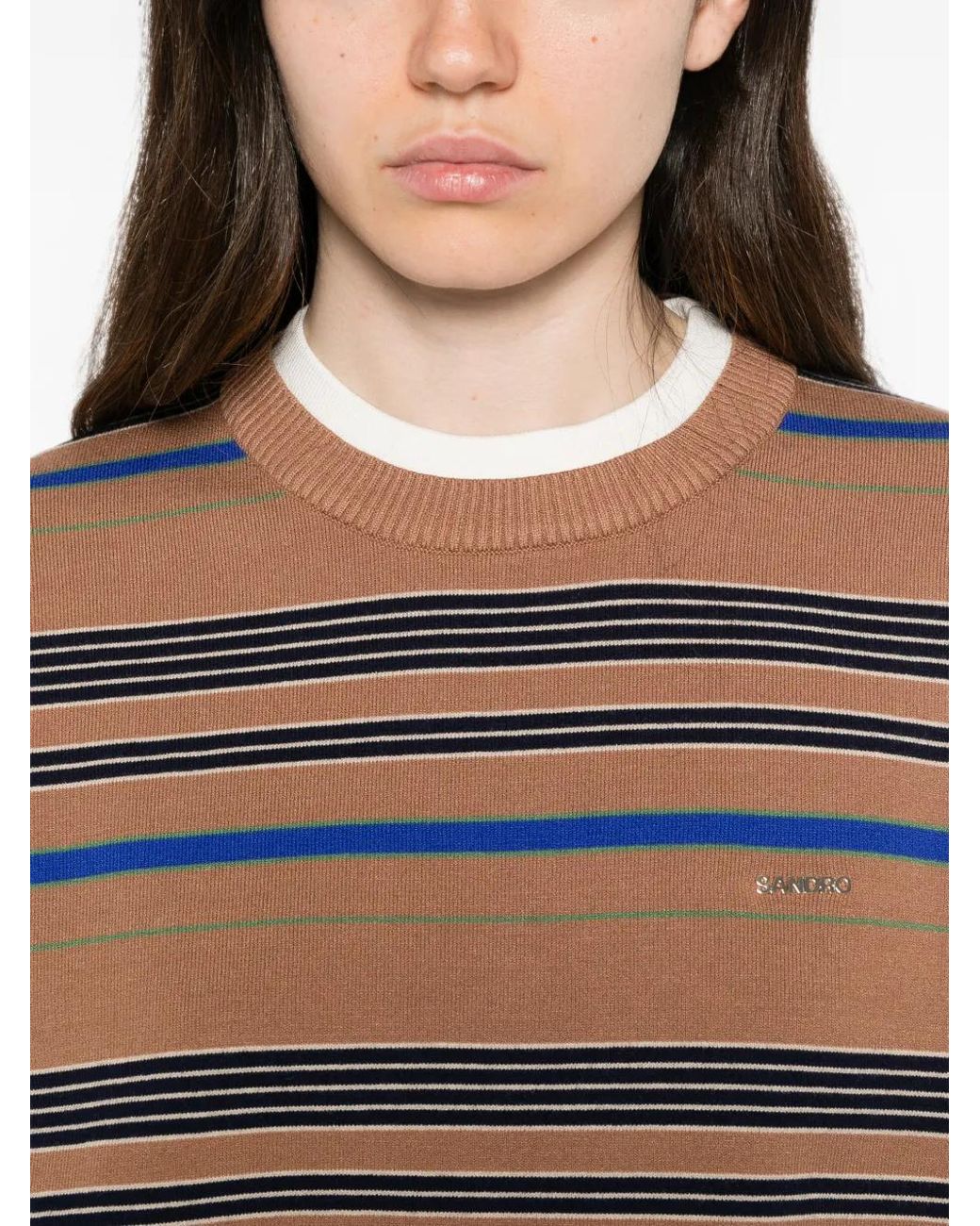 Jersey A Rayas Con Placa Del Logo Sandro de color Brown
