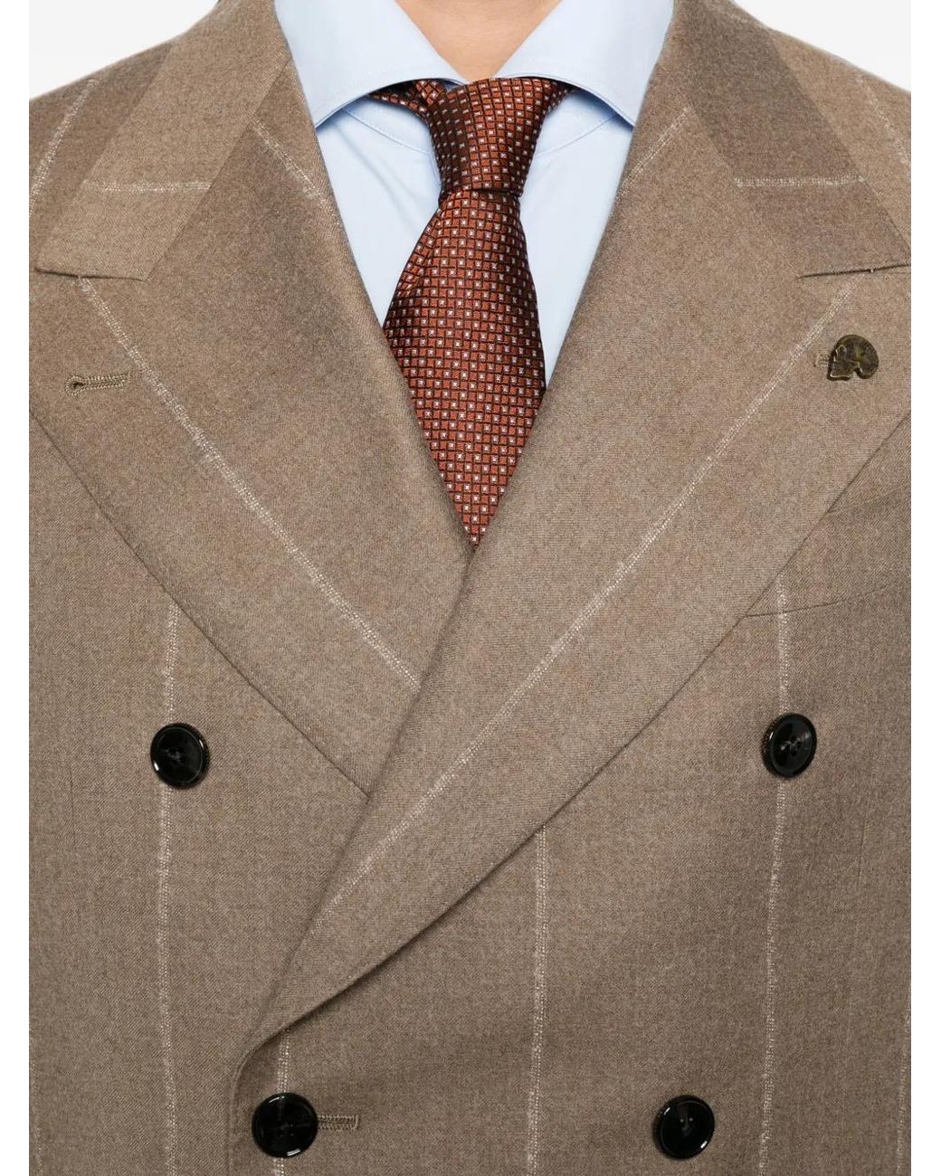 Gabriele Pasini Brown Double-Breasted Pinstriped Suit for men