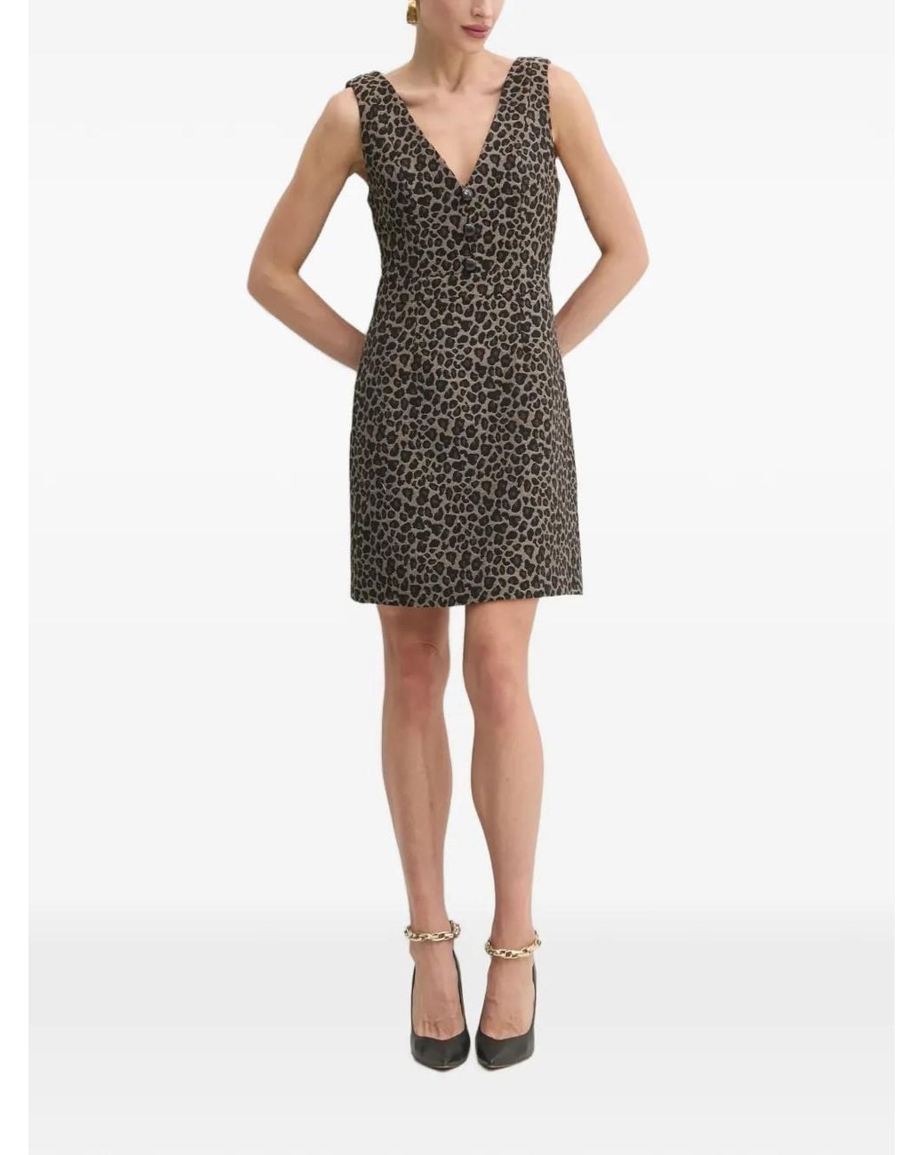 Morgan Black V-Neck Button Mini Dress