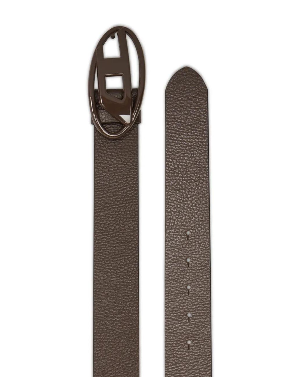DIESEL Brown 4Cm Leather Belt With Matte Oval D Buckle