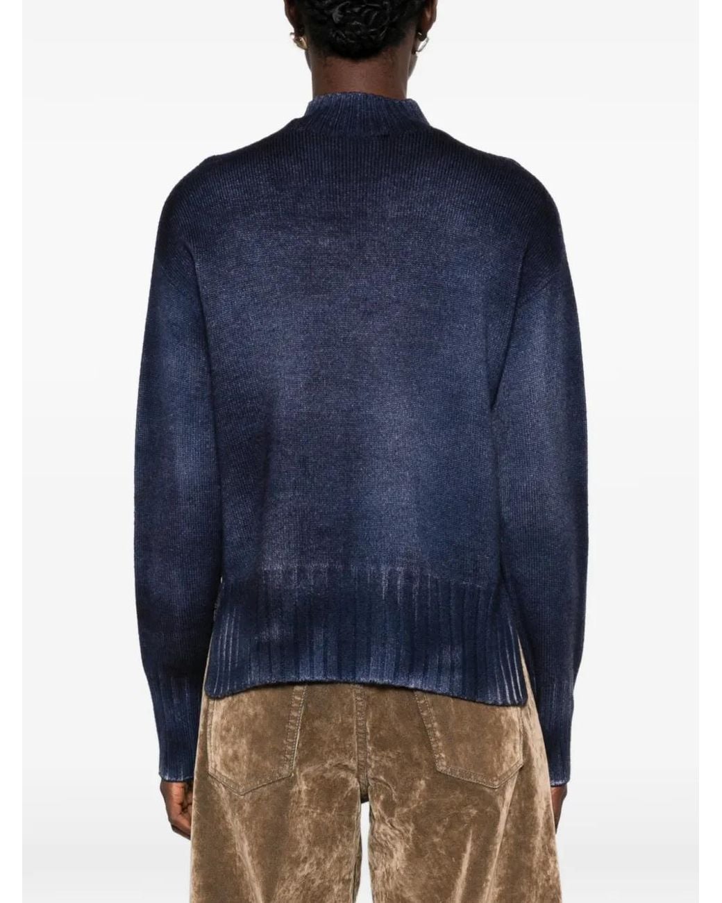 AROVESCIO Blue Long-Sleeve Ribbed Sweater