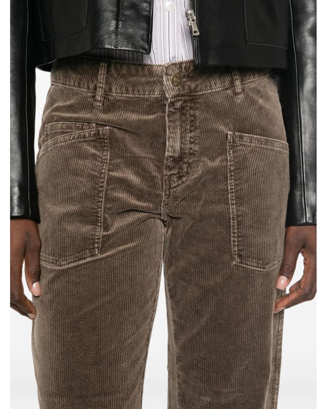 Five Jeans Brown Wlya Corduroy Straight-Leg Trousers