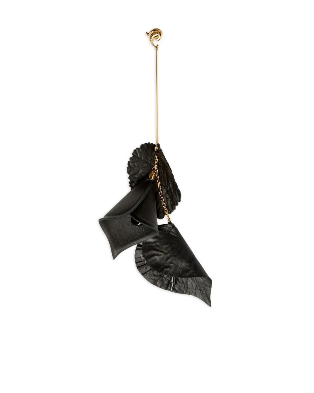 Emilio Pucci Black Mono Earring With Leather Flowers