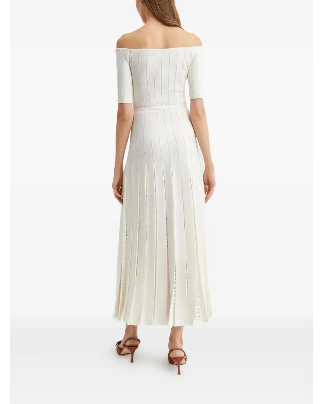 Gabriela Hearst White Kurt Off-Shoulder Pleated Dress