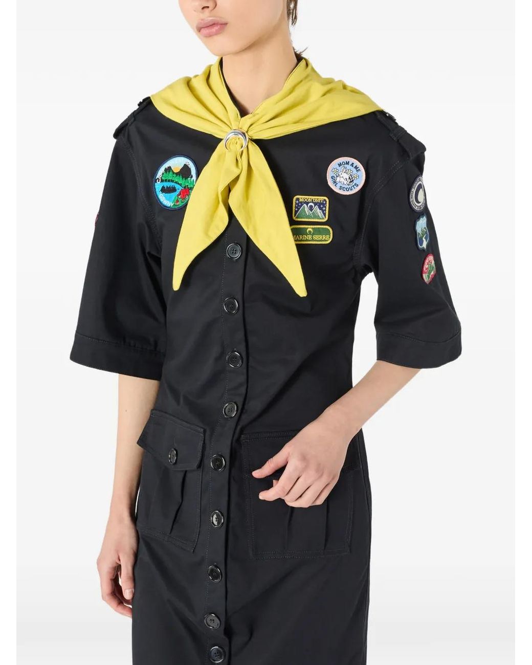 MARINE SERRE Black Scout Workwear Mini Dress