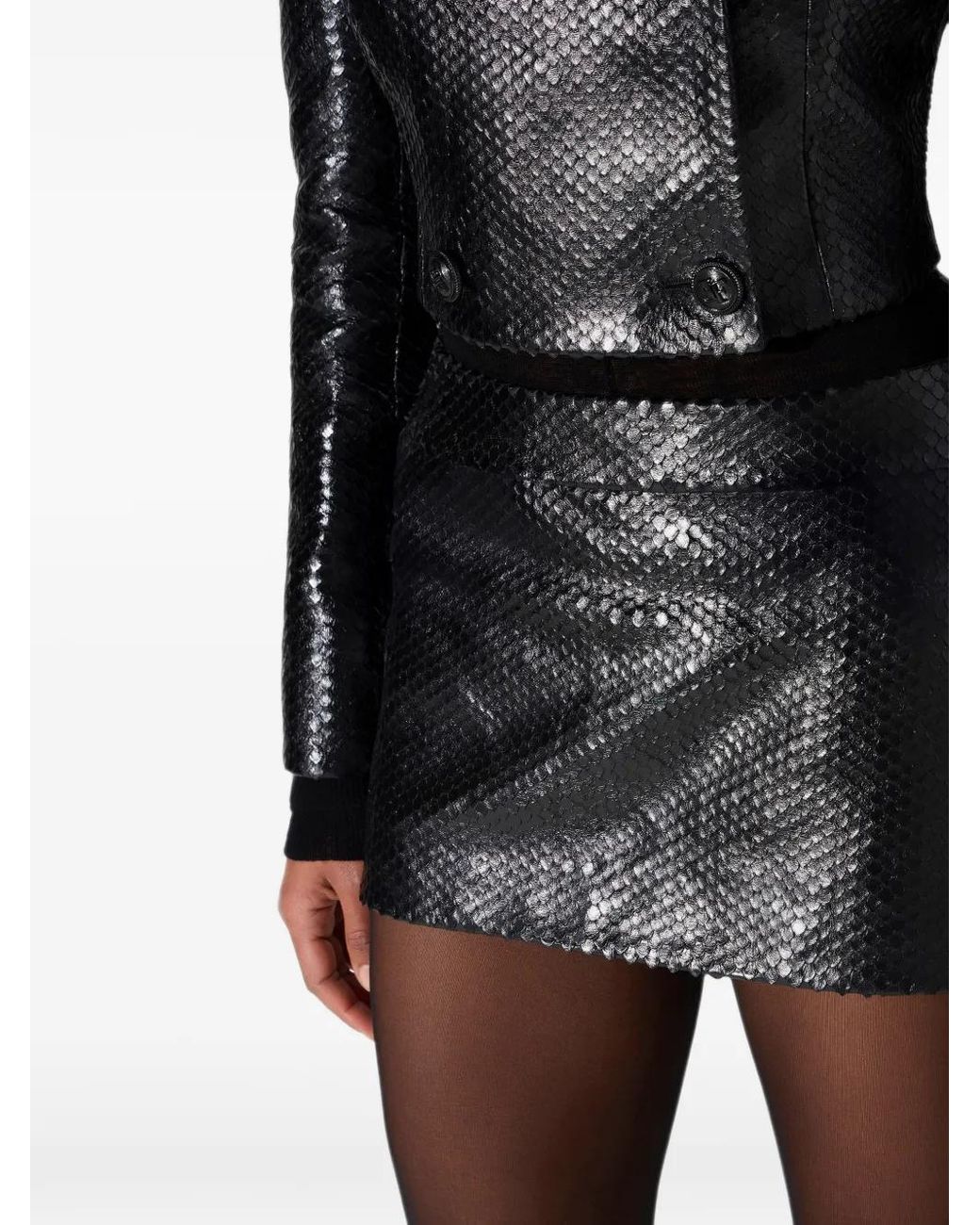 Elisabetta Franchi Black Miniskirt With Fish Scale Pattern