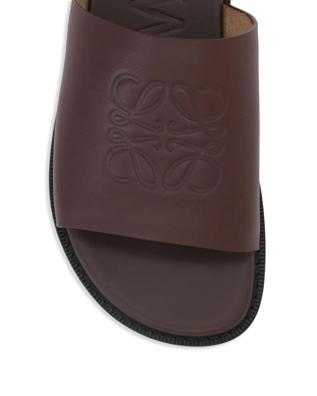Loewe Brown Flex Anagram Leather Slides for men