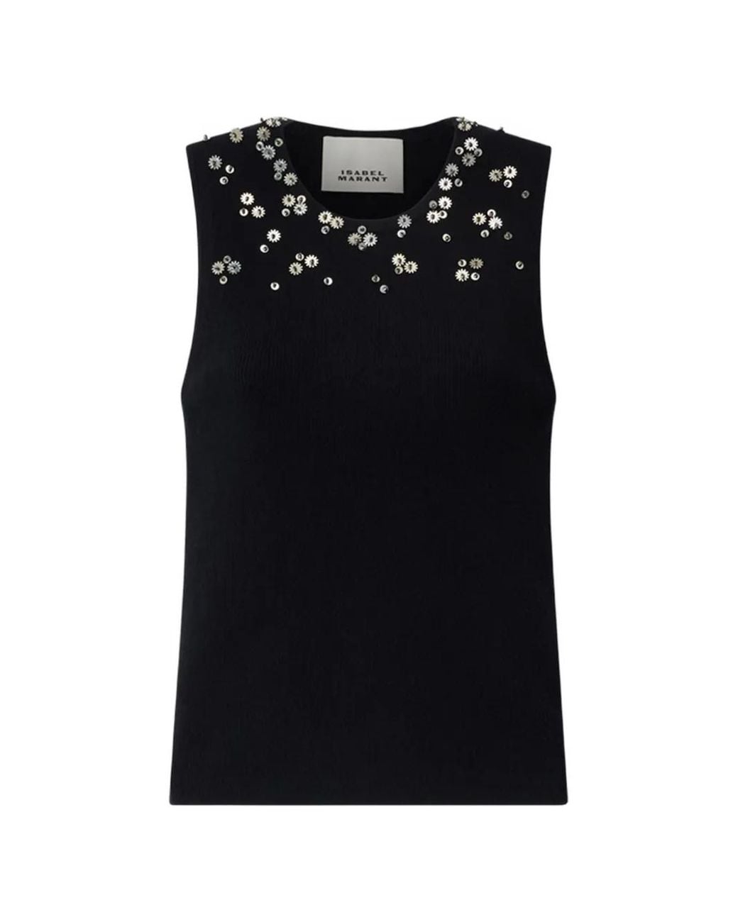 Isabel Marant Black Apoline Sleeveless Sequin Cashmere-Silk Knit Pullover