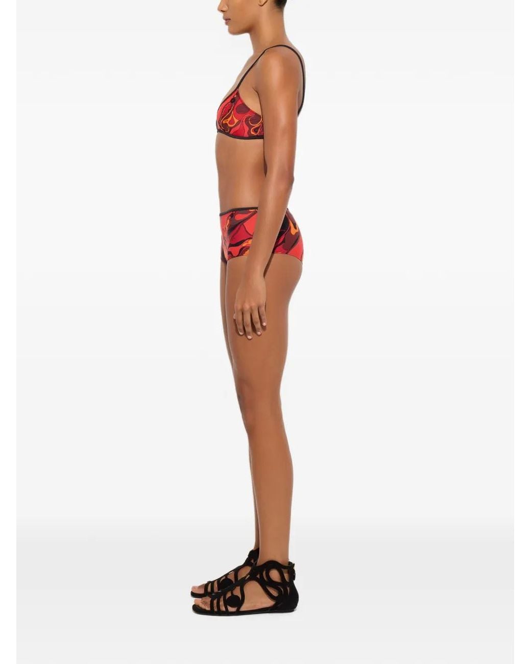 Emilio Pucci Red Orchidee-Print Bikini Bottom