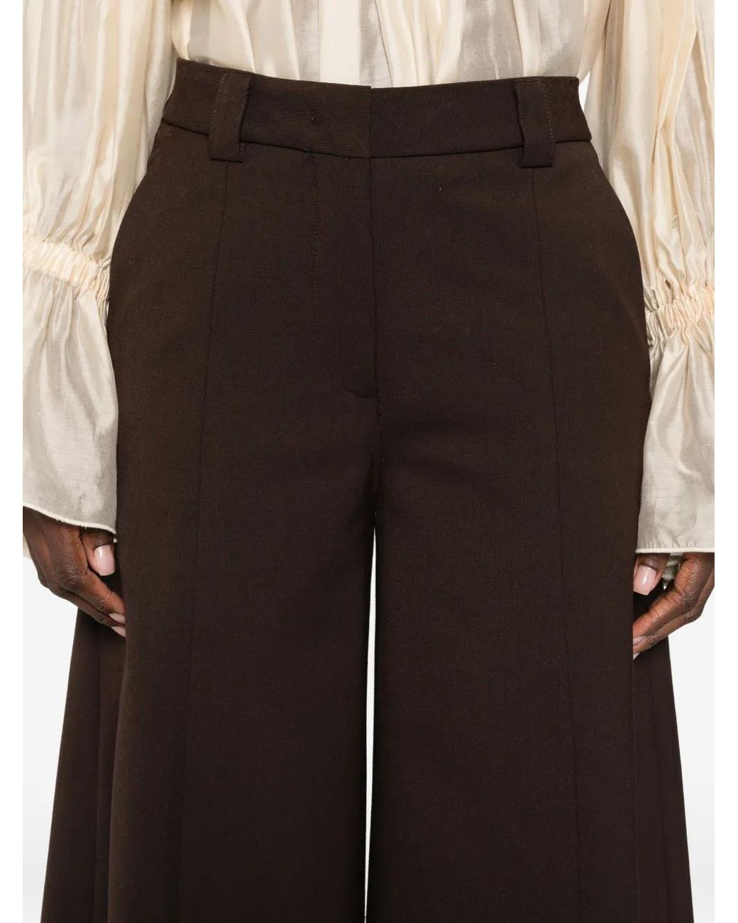 Thelatest Brown Wide-Leg Tailored Trousers