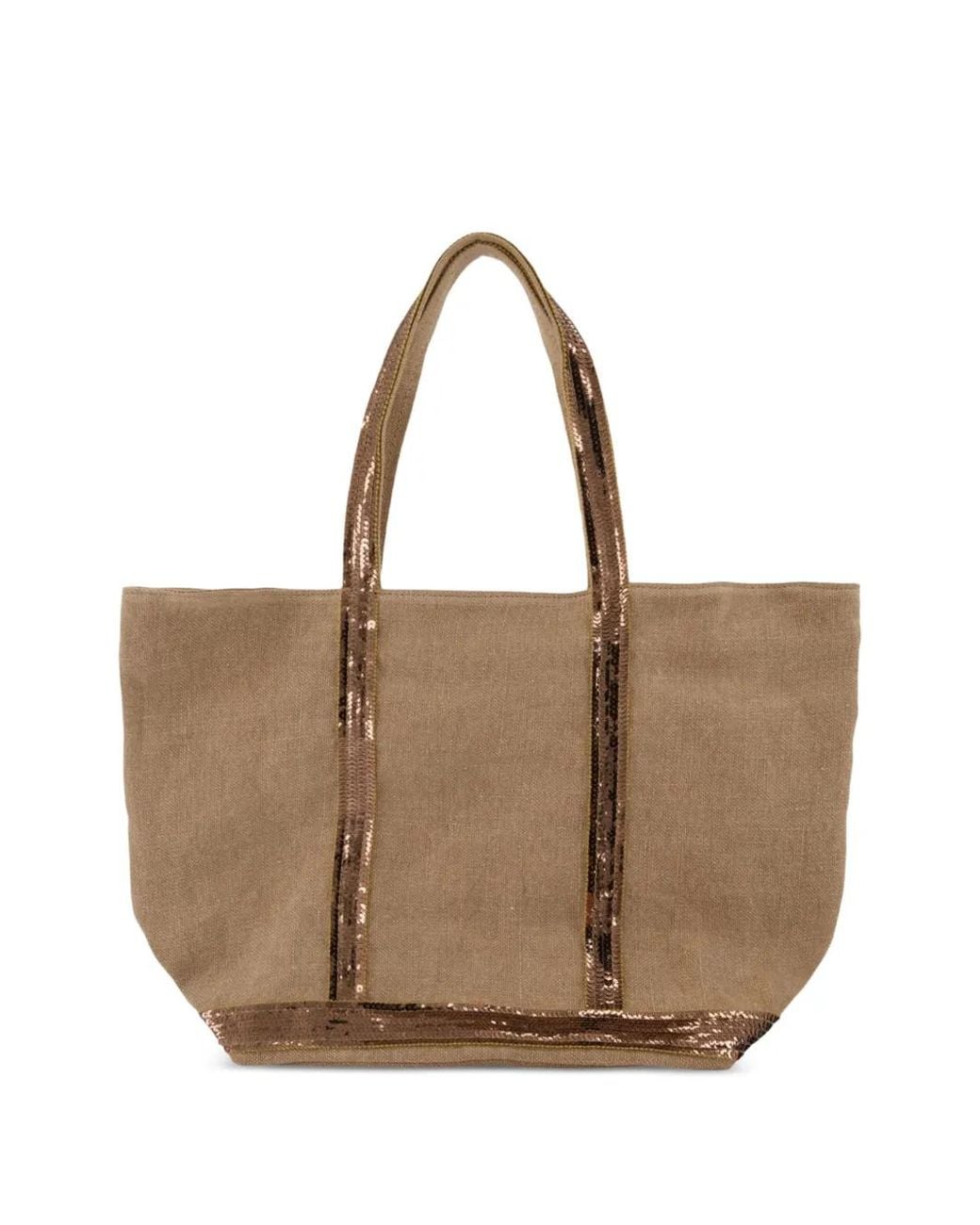 Vanessa Bruno Brown Sequin-Embellished Linen Tote Bag