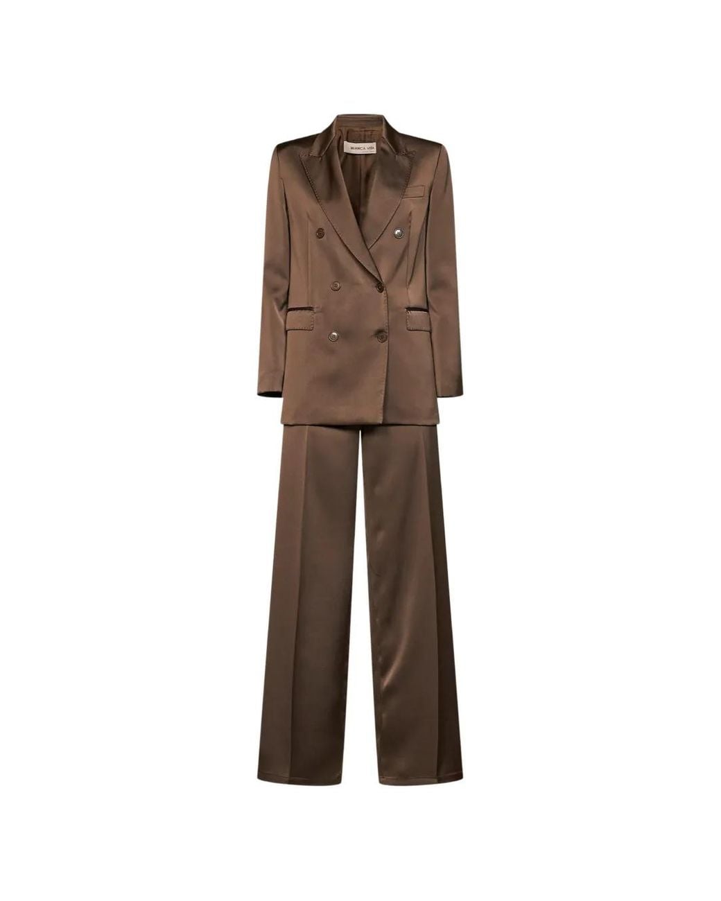 Blanca Vita Brown Double-Breasted Peak-Lapel Trousers Suit