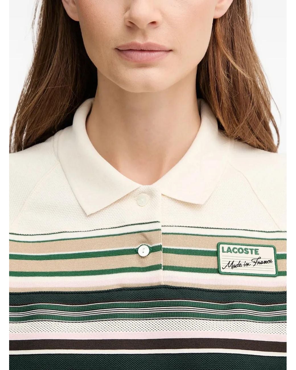 Lacoste Gray Striped Collared Midi Dress