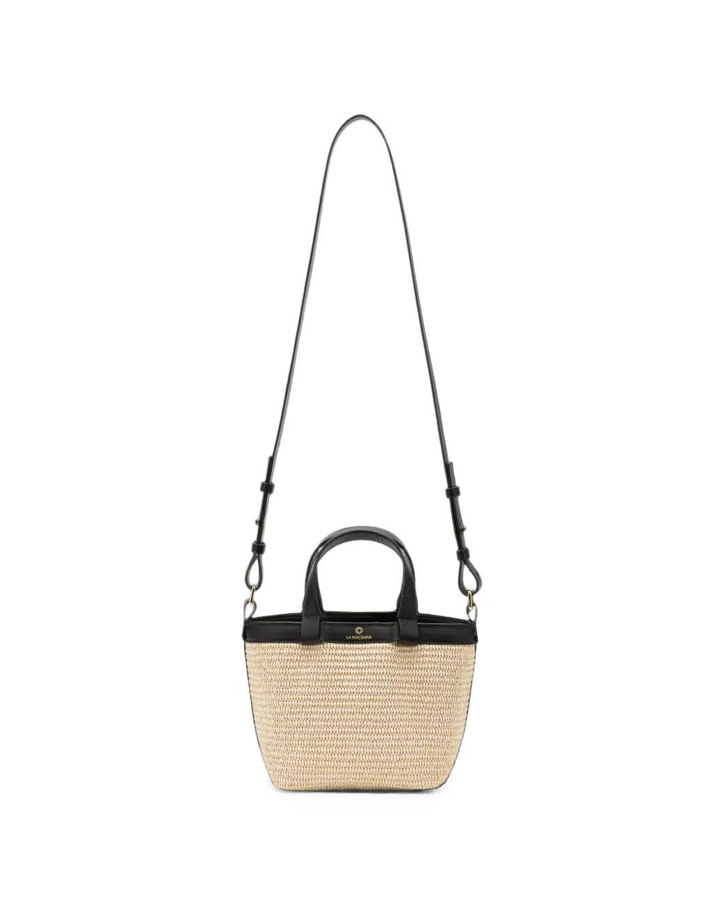 La Portegna Natural Teresita Leather-Trim Bucket Bag